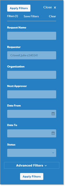 Request Filtering Feature View All Requests