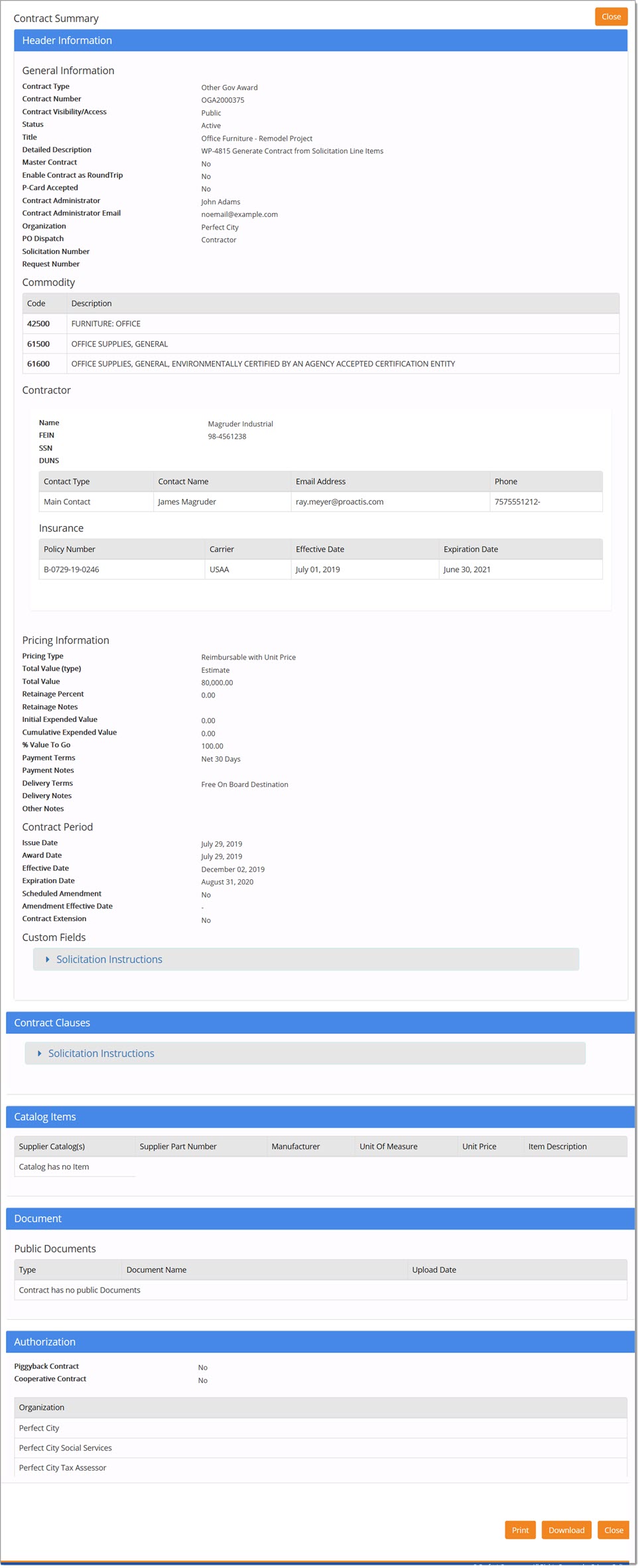 Contract Summary File Example Contracts