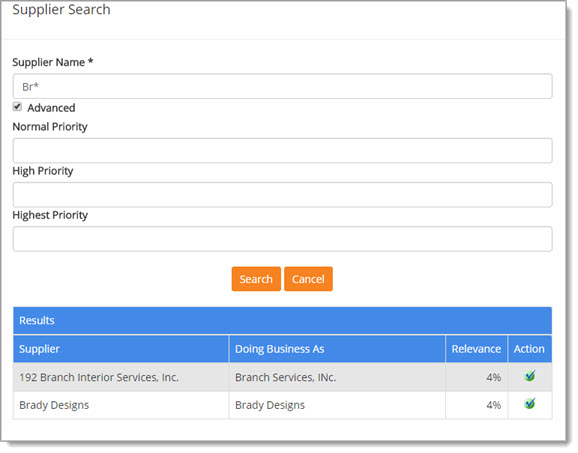 Advanced Supplier Search