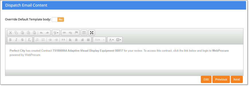 Dispatch Email Content