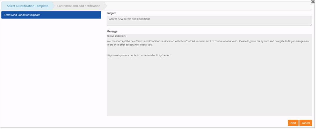 Select a Notification Template