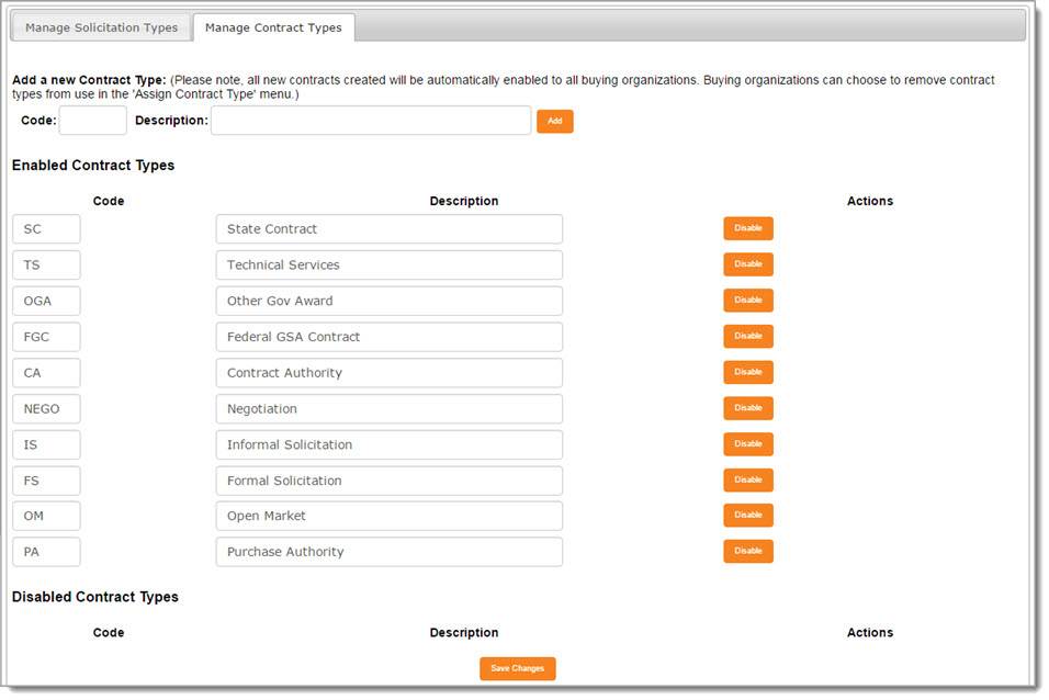 Manage Contract Types