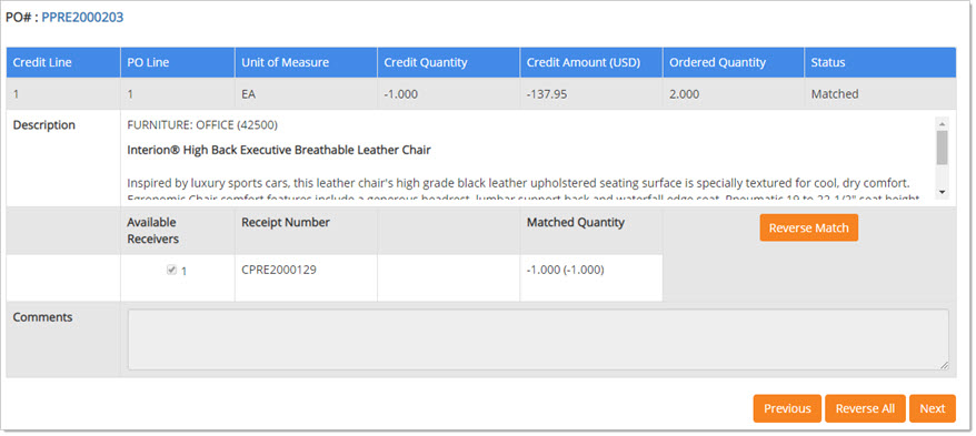 Credit Memo Match All