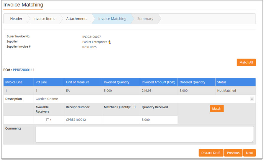 Invoice Matching