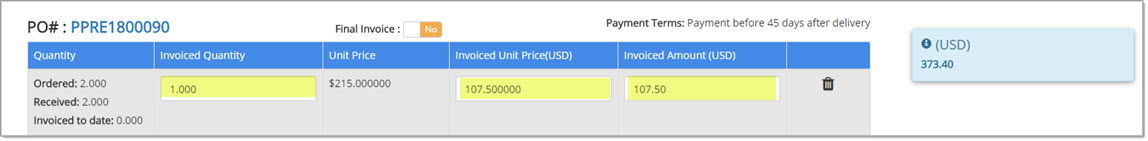 Invoice Partial