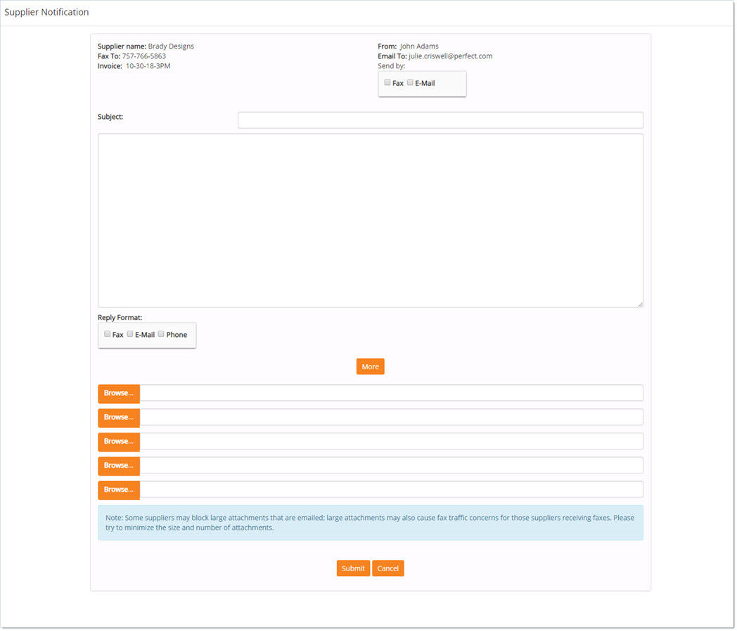 Supplier Notification