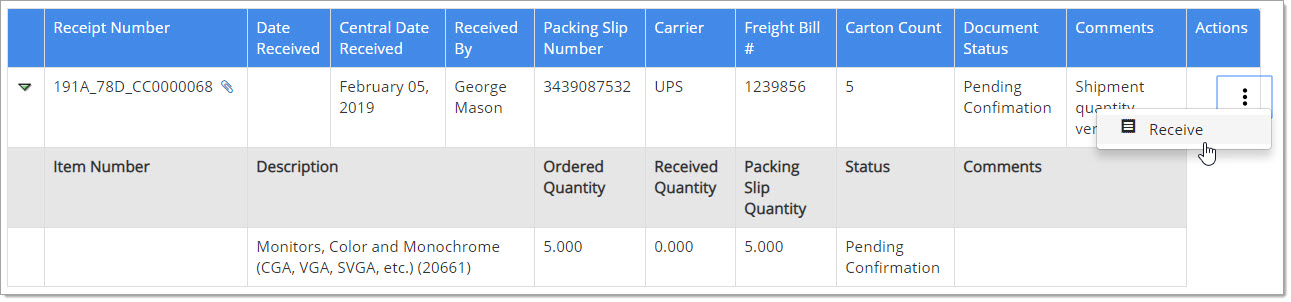 Receipt History