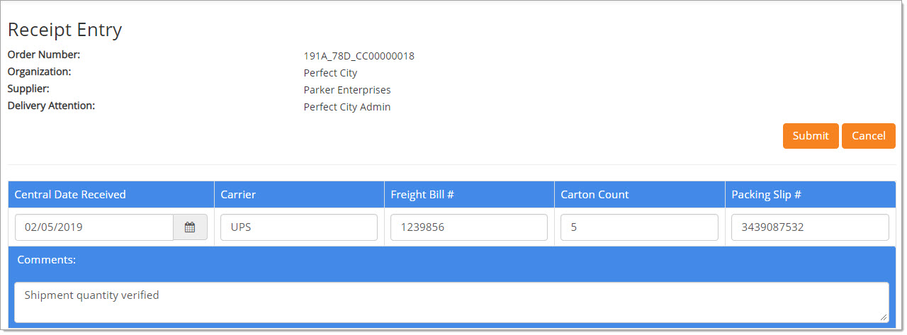 Receipt Entry