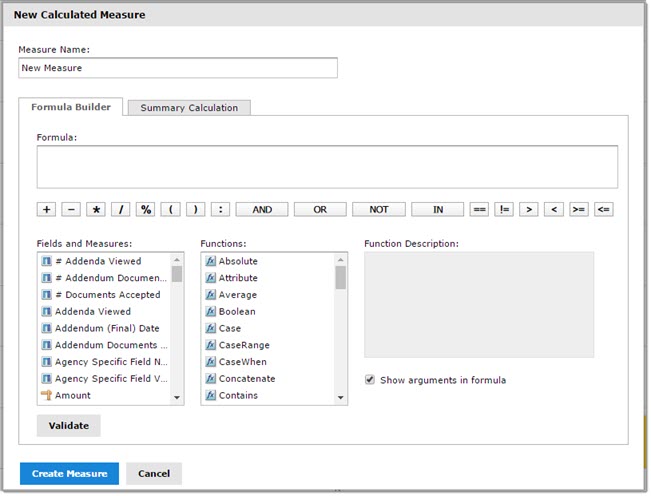 New Calculated Measure / New Calculated Field