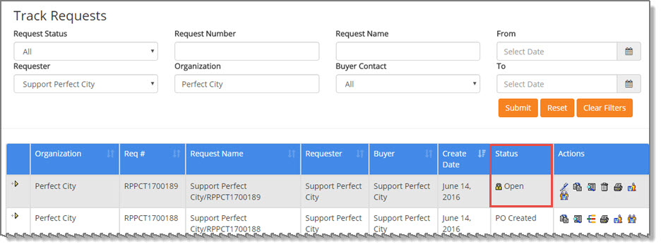 Locked Request on Track Requests