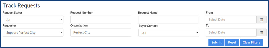 Track Requests - Filters