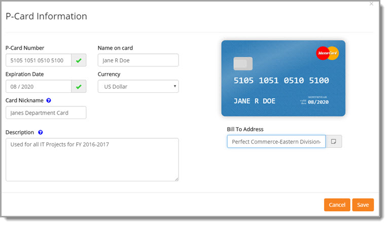 P Card Transaction Form Payment Options
