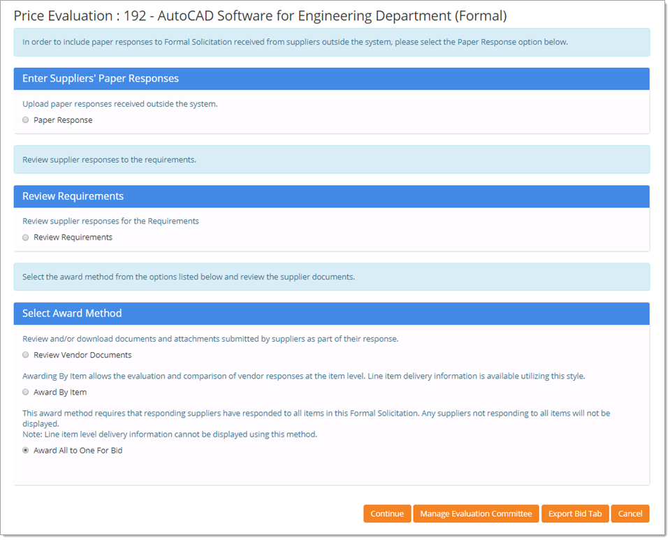 Price Evaluation Page