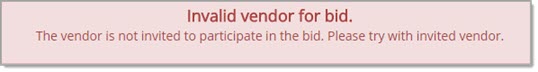 Invalid Vendor for Bid