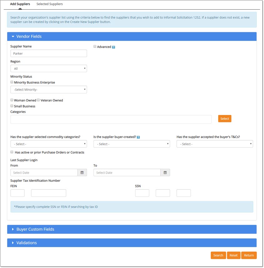 Organization Supplier Search