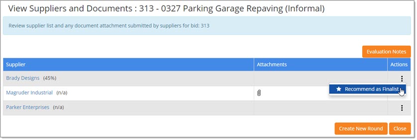 Recommend as Finalist