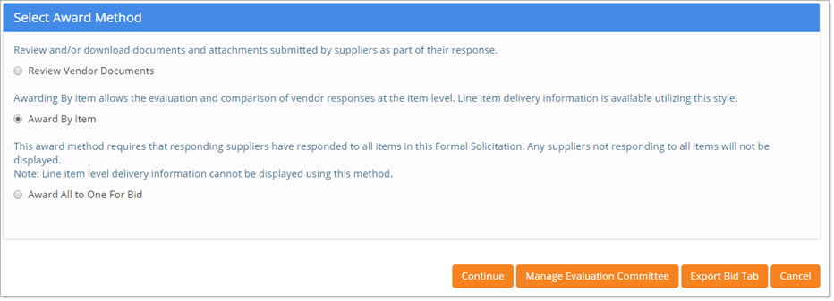 Select Award Method