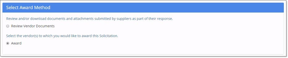 Select Award Method - Solicitation WITHOUT Line Items