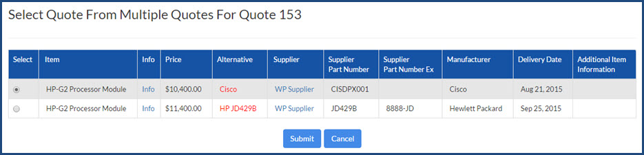 Evaluate: Select Quote from Multiple Quotes