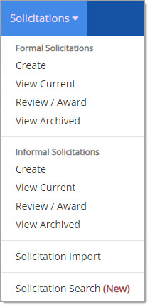 Solicitations Menu