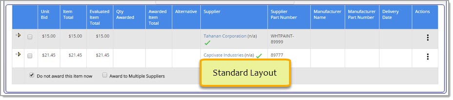 Standard Award Layout